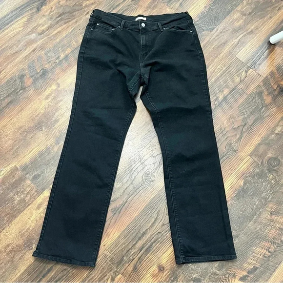 Women's Levi's 505 Mid Rise Straight Leg Stretch Black Jeans Size 33 - Picture 1 of 4